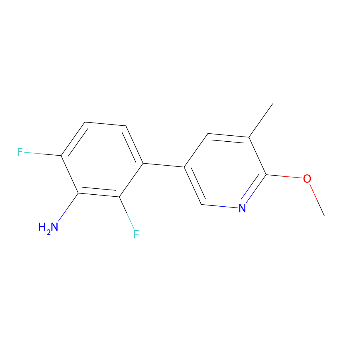2,6-Difluoro-3-(6-methoxy-5-methylpyridin-3-yl)aniline molecular structure, CAS 2137998-57-1