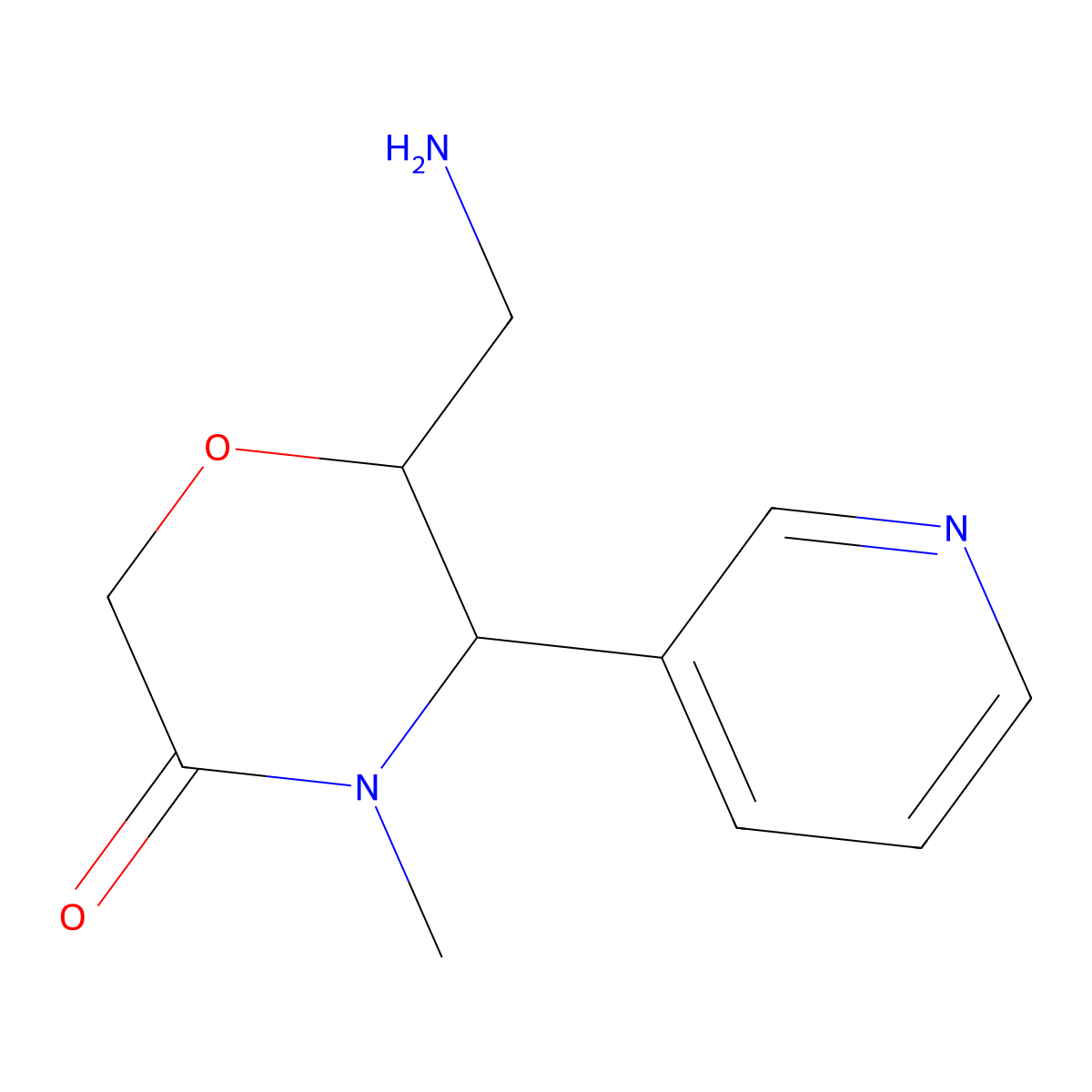 6-(Aminomethyl)-4-methyl-5-(pyridin-3-yl)morpholin-3-one molecular structure, CAS 2137998-66-2