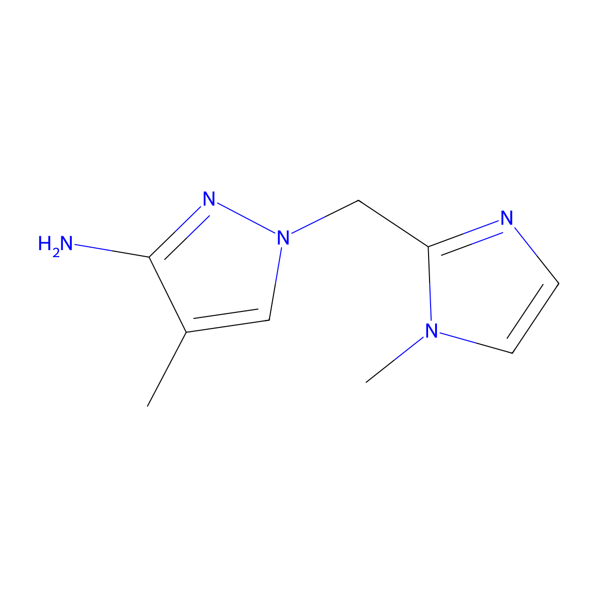 4-Methyl-1-((1-methyl-1H-imidazol-2-yl)methyl)-1H-pyrazol-3-amine molecular structure, CAS 2137999-05-2