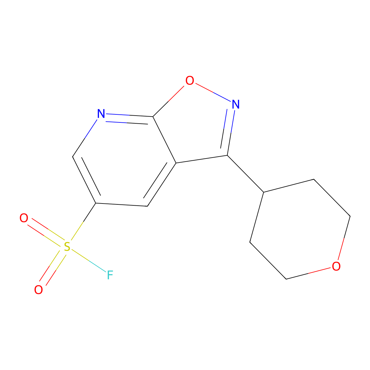 3-(Oxan-4-yl)-[1,2]oxazolo[5,4-b]pyridine-5-sulfonyl fluoride molecular structure, CAS 2137999-29-0