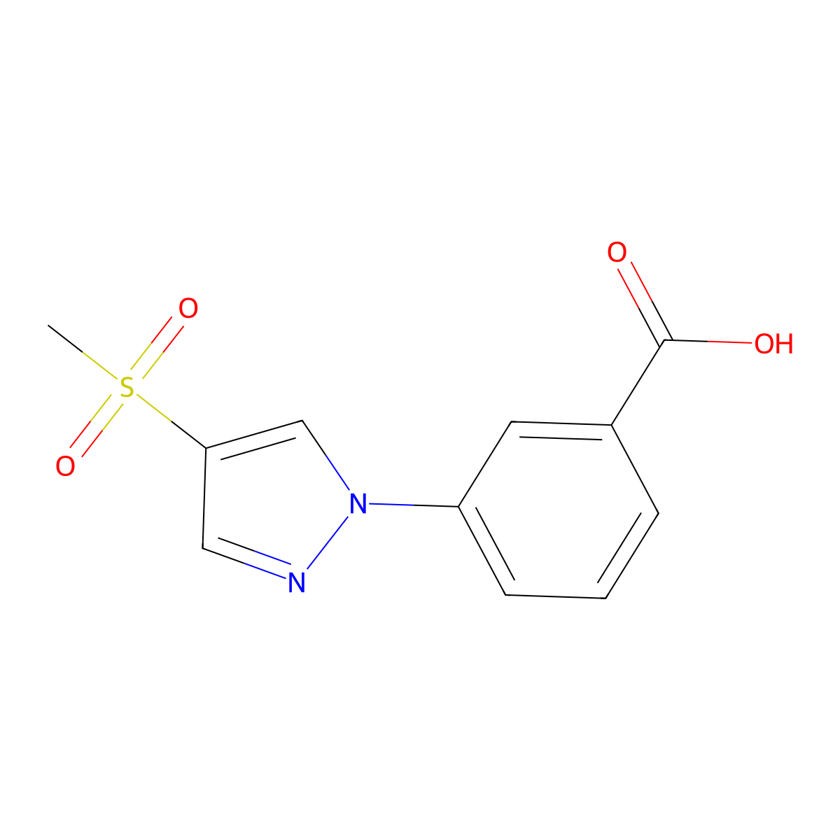 3-(4-methanesulfonyl-1H-pyrazol-1-yl)benzoic acid molecular structure, CAS 2137999-31-4