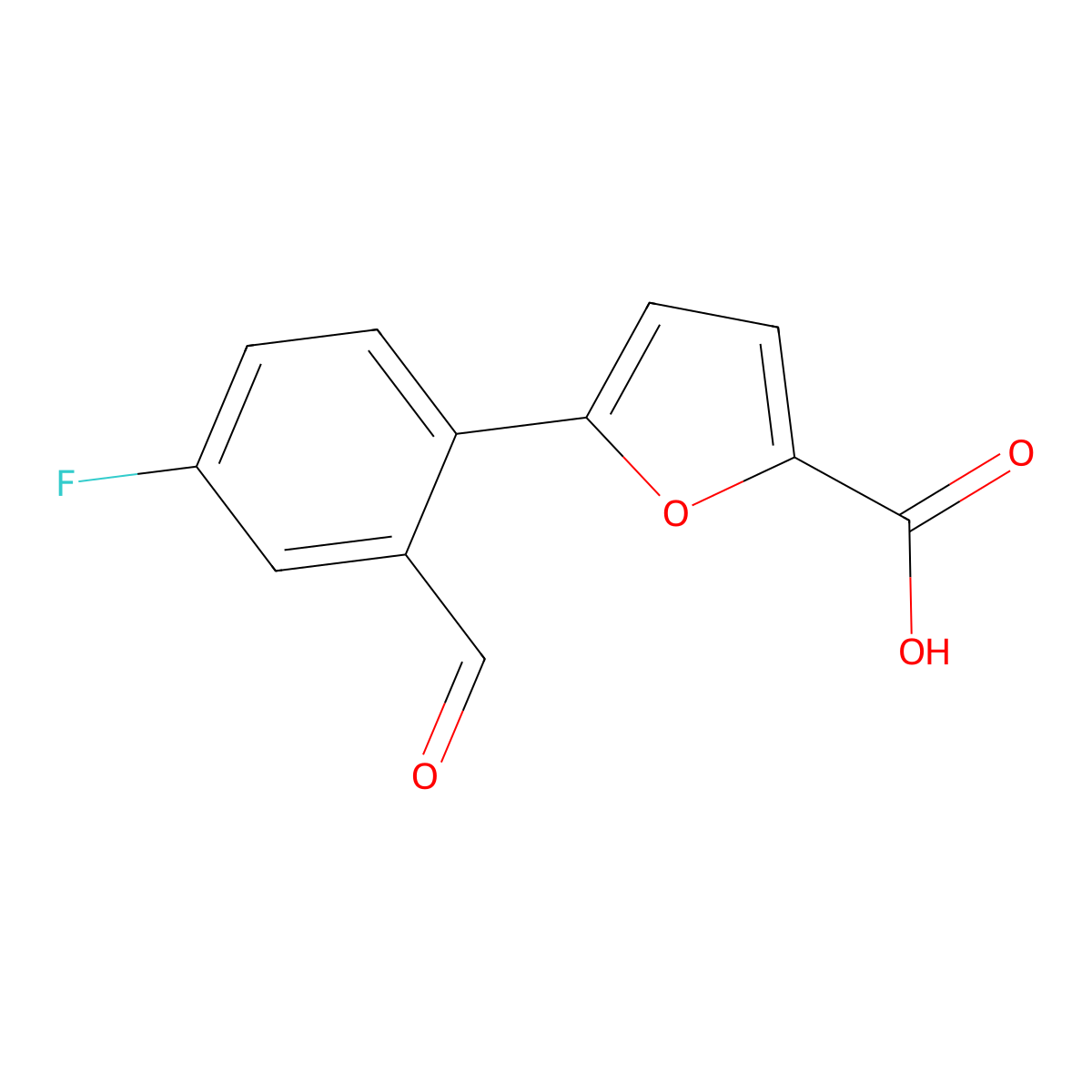 5-(4-Fluoro-2-formylphenyl)furan-2-carboxylic acid molecular structure, CAS 2137999-35-8