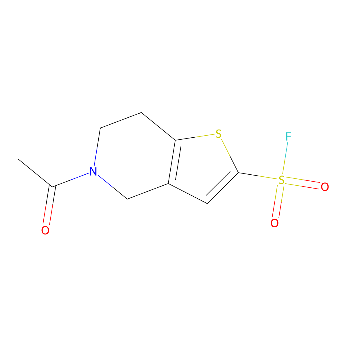 5-acetyl-4H,5H,6H,7H-thieno[3,2-c]pyridine-2-sulfonyl fluoride molecular structure, CAS 2137999-38-1