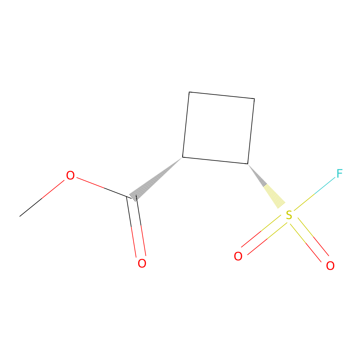 rac-methyl (1R,2R)-2-(fluorosulfonyl)cyclobutane-1-carboxylate molecular structure, CAS 2137999-43-8