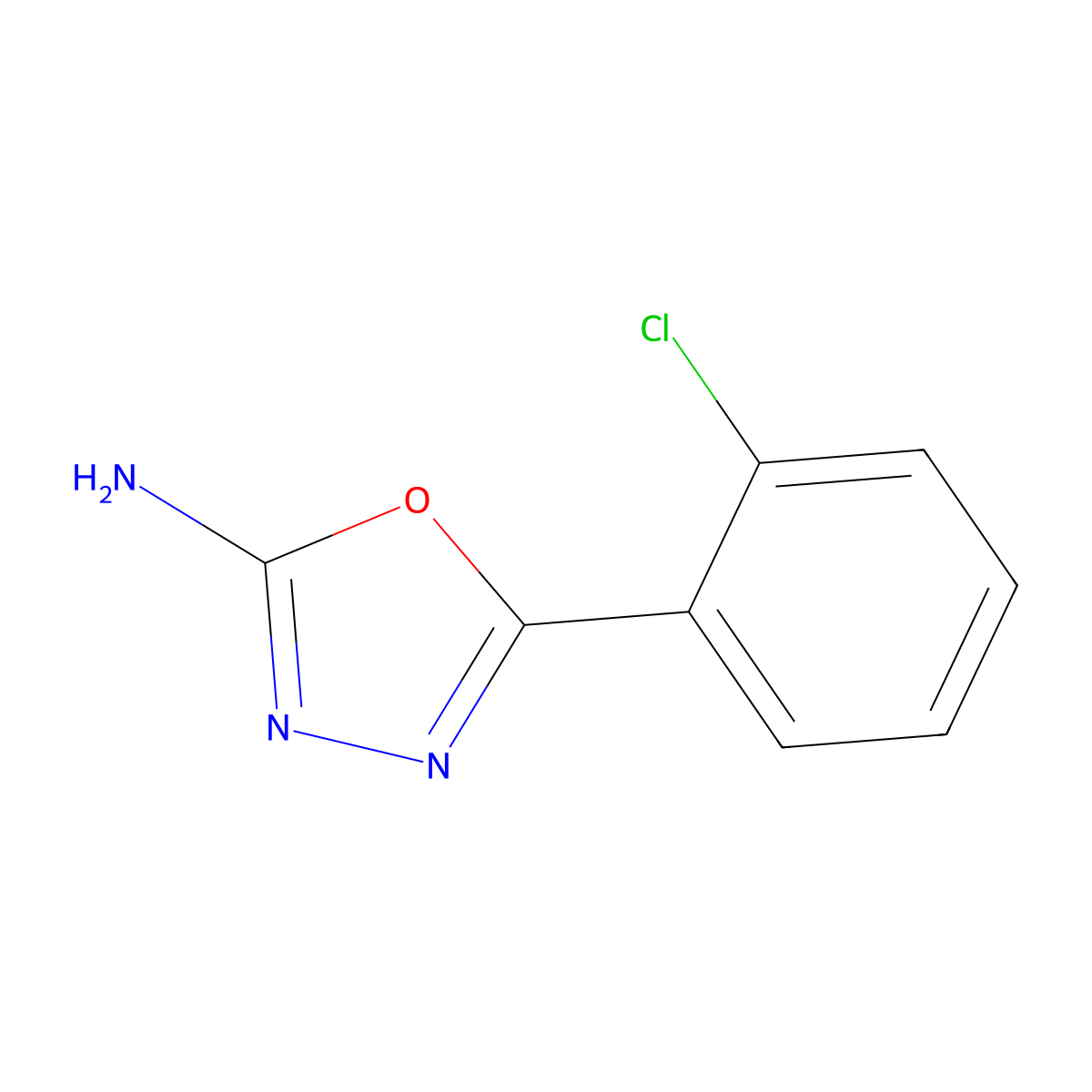 2-Amino-5-(2-chlorophenyl)-1,3,4-oxadiazole molecular structure, CAS 2138-98-9