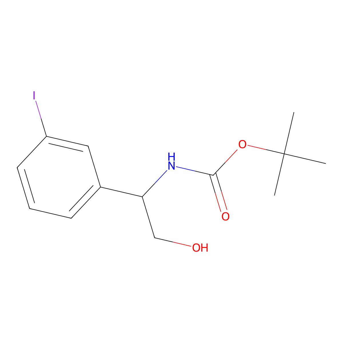 tert-butyl N-[2-hydroxy-1-(3-iodophenyl)ethyl]carbamate molecular structure, CAS 2138001-56-4