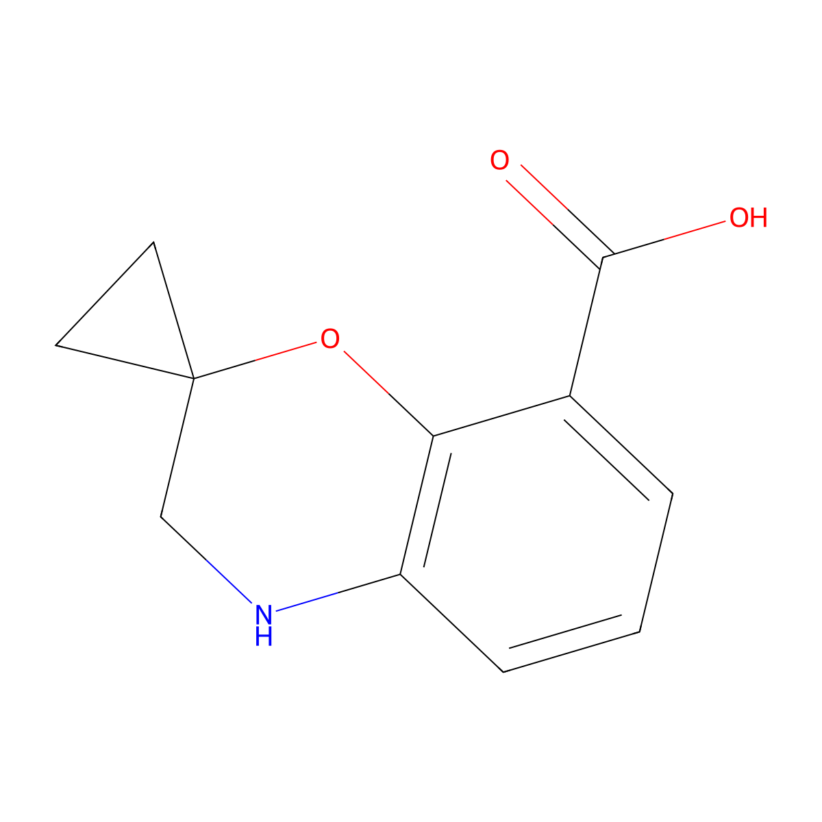 3,4-Dihydrospiro[1,4-benzoxazine-2,1'-cyclopropane]-8-carboxylic acid molecular structure, CAS 2138001-77-9