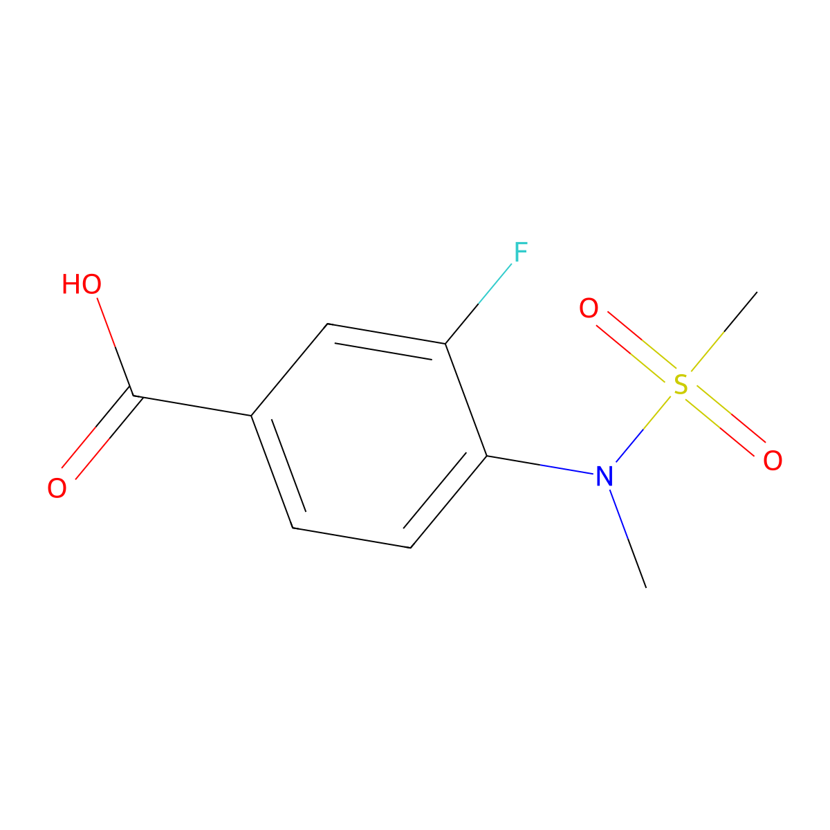 3-fluoro-4-(N-methylmethanesulfonamido)benzoic acid molecular structure, CAS 2138001-96-2