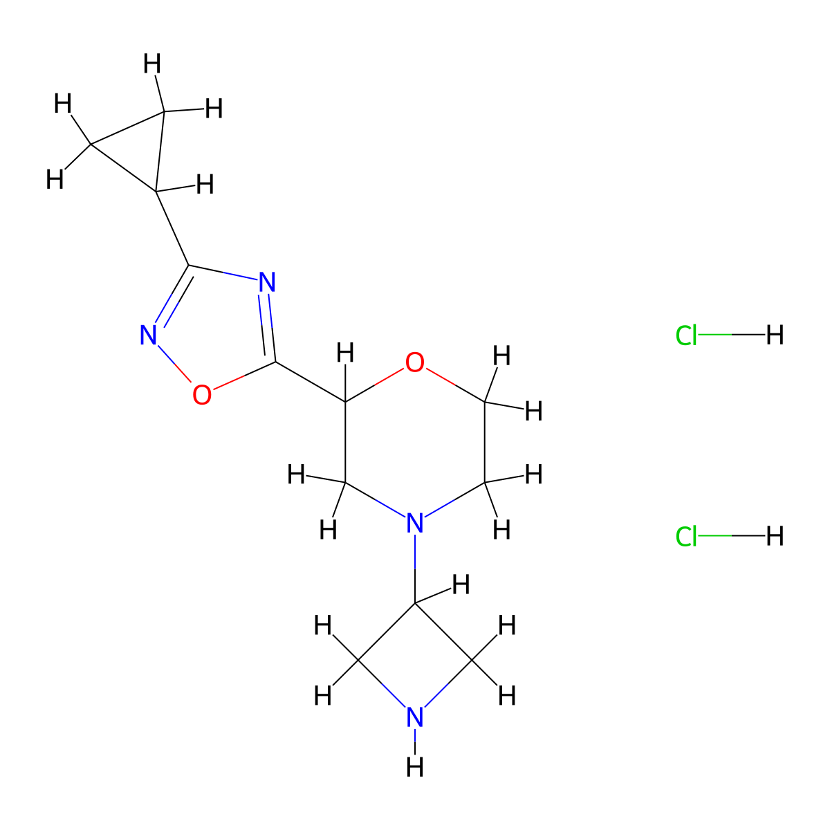 4-(Azetidin-3-yl)-2-(3-cyclopropyl-1,2,4-oxadiazol-5-yl)morpholine dihydrochloride molecular structure, CAS 2138003-41-3