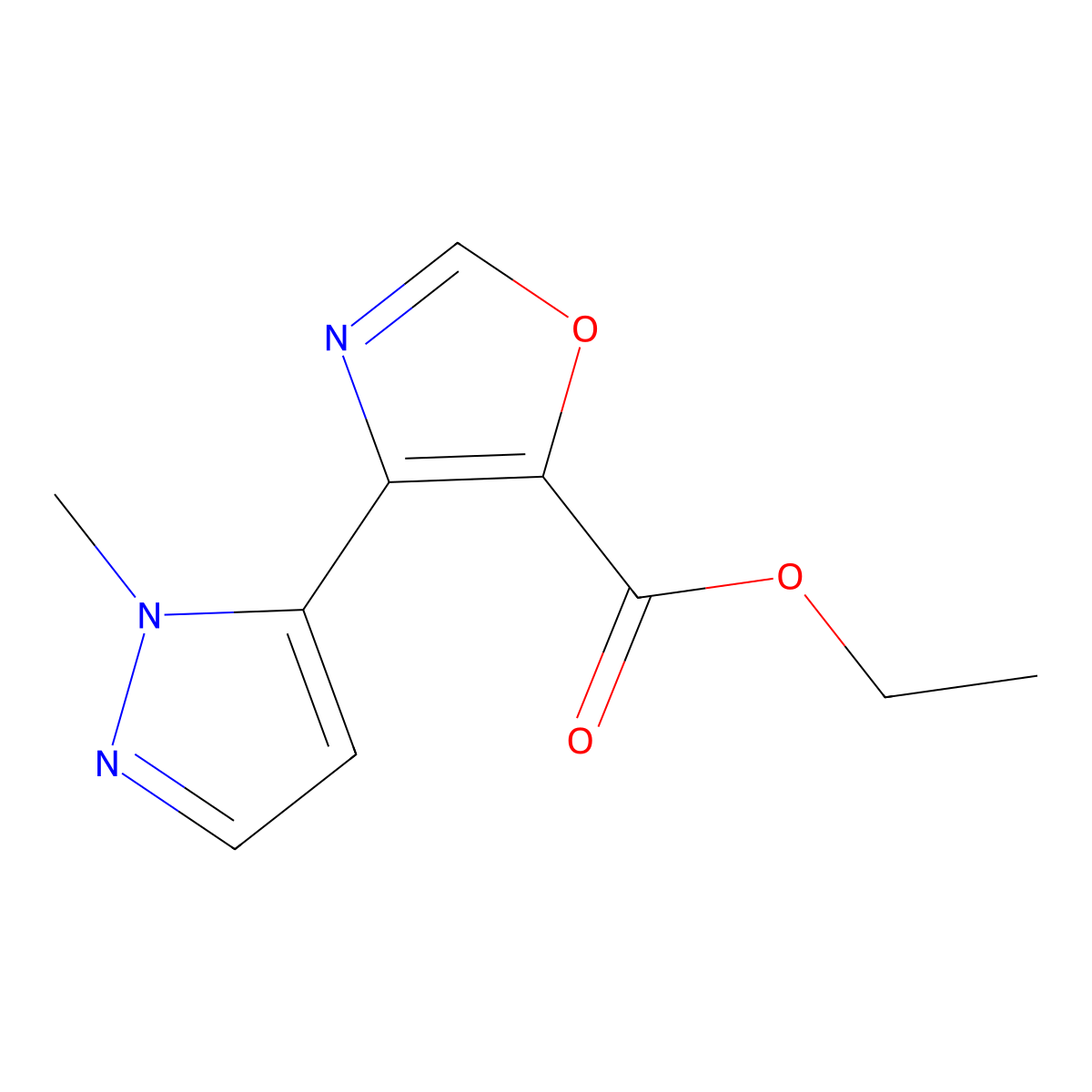 ethyl 4-(1-methyl-1H-pyrazol-5-yl)-1,3-oxazole-5-carboxylate molecular structure, CAS 2138003-60-6