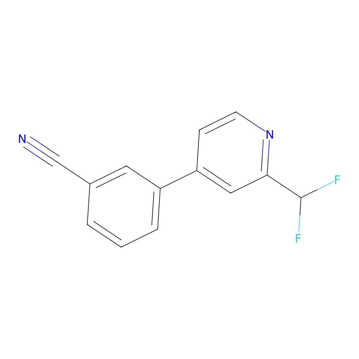 3-[2-(Difluoromethyl)pyridin-4-yl]benzonitrile molecular structure, CAS 2138003-80-0