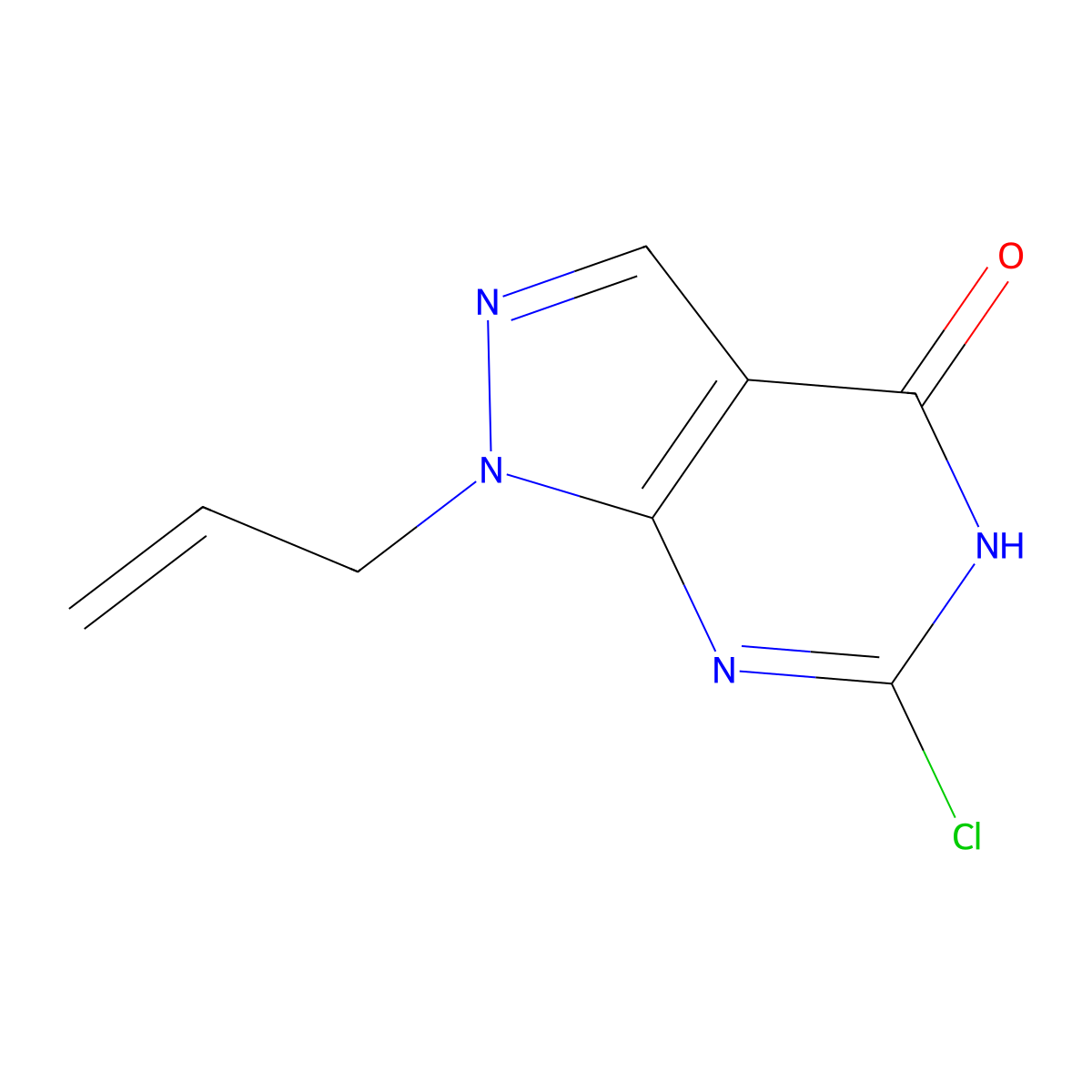 6-chloro-1-(prop-2-en-1-yl)-1H,4H,5H-pyrazolo[3,4-d]pyrimidin-4-one molecular structure, CAS 2138003-96-8
