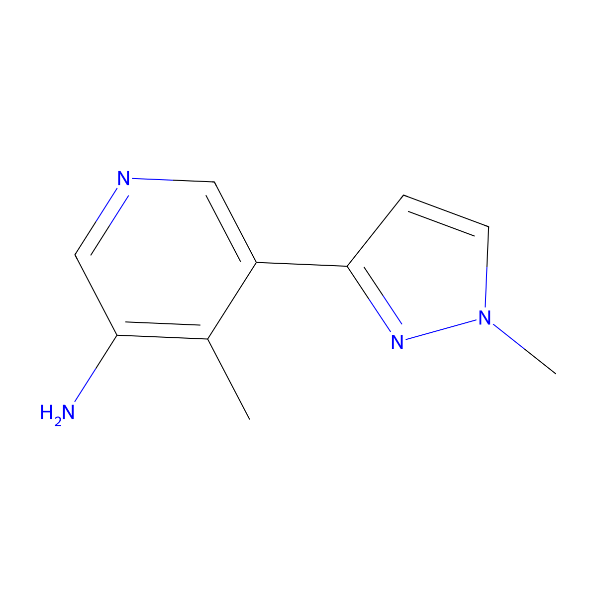 4-methyl-5-(1-methyl-1H-pyrazol-3-yl)pyridin-3-amine molecular structure, CAS 2138003-98-0