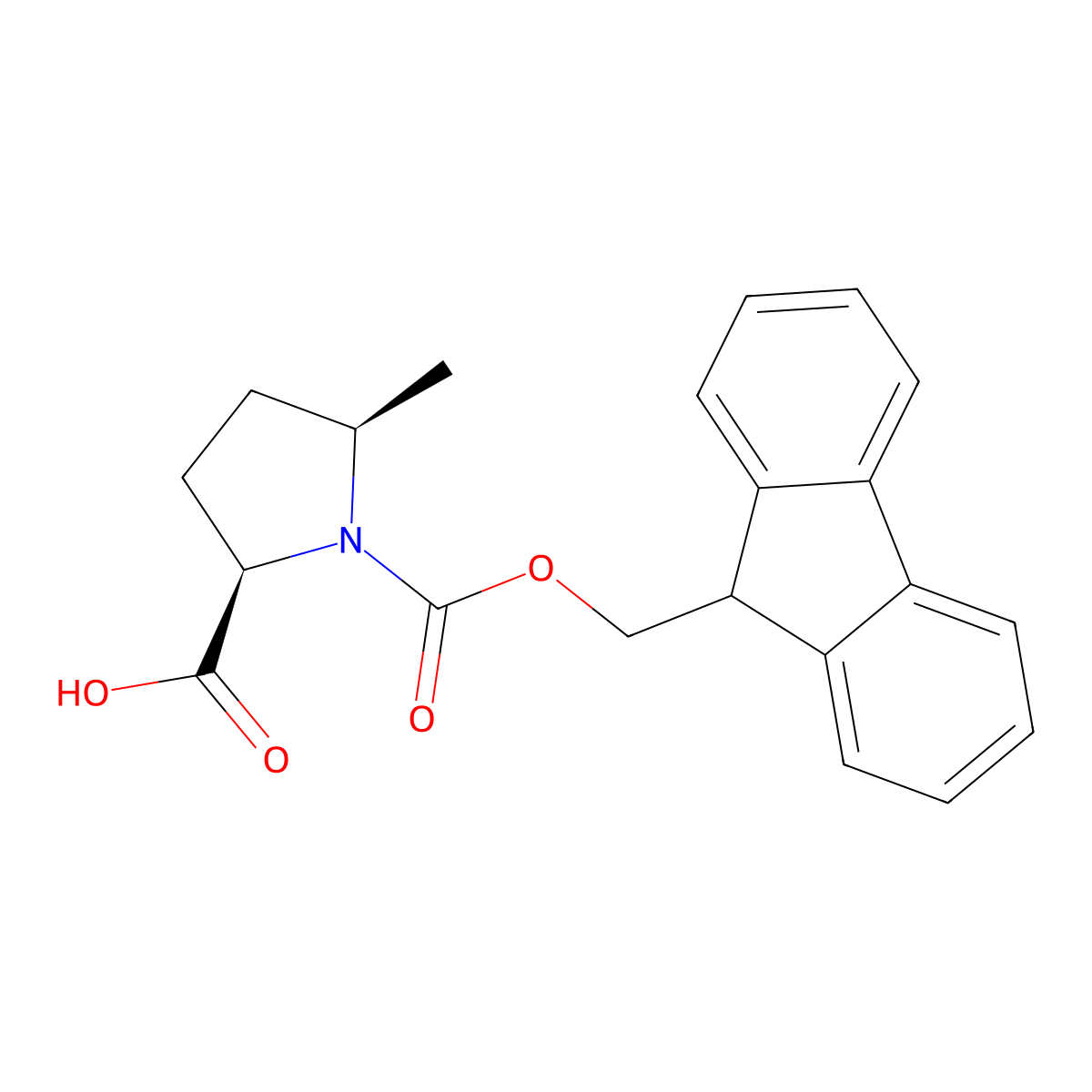 rac-(2R,5R)-1-(((9H-fluoren-9-yl)methoxy)carbonyl)-5-methylpyrrolidine-2-carboxylic acid molecular structure, CAS 2138004-01-8
