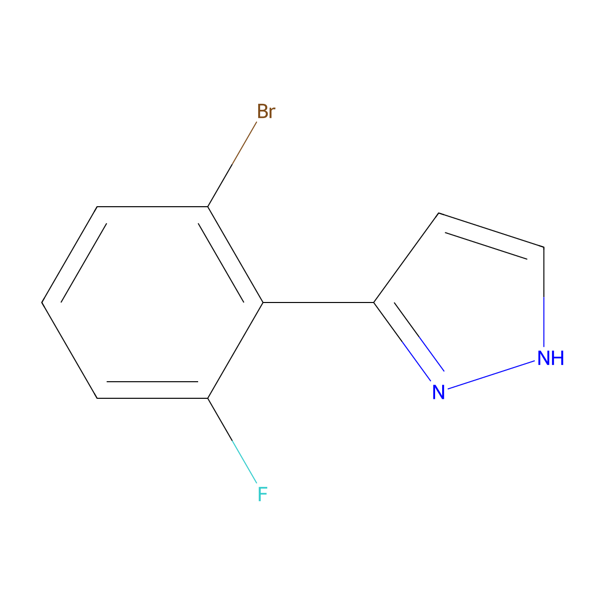 3-(2-bromo-6-fluorophenyl)-1H-pyrazole molecular structure, CAS 2138004-22-3