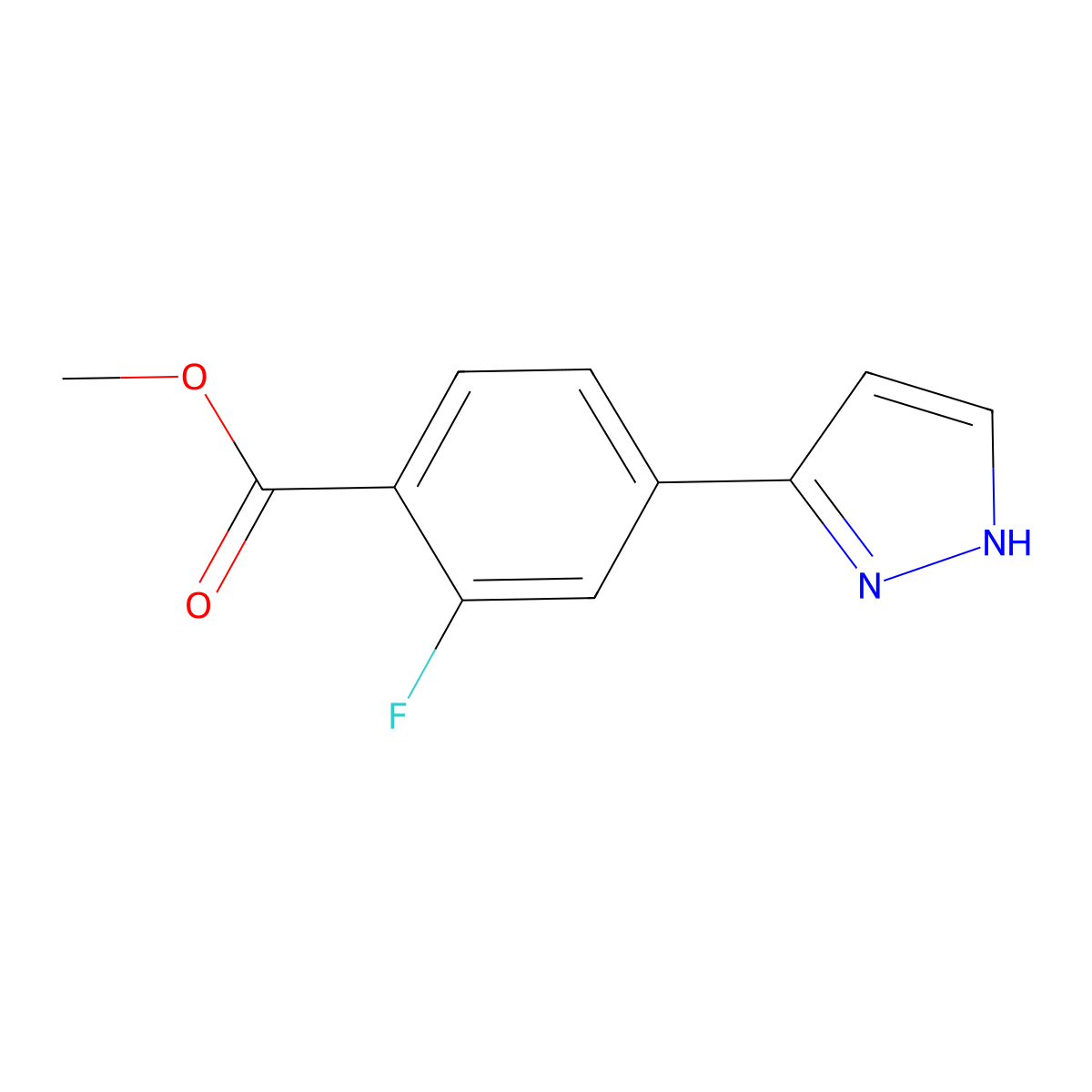 methyl 2-fluoro-4-(1H-pyrazol-3-yl)benzoate molecular structure, CAS 2138004-28-9