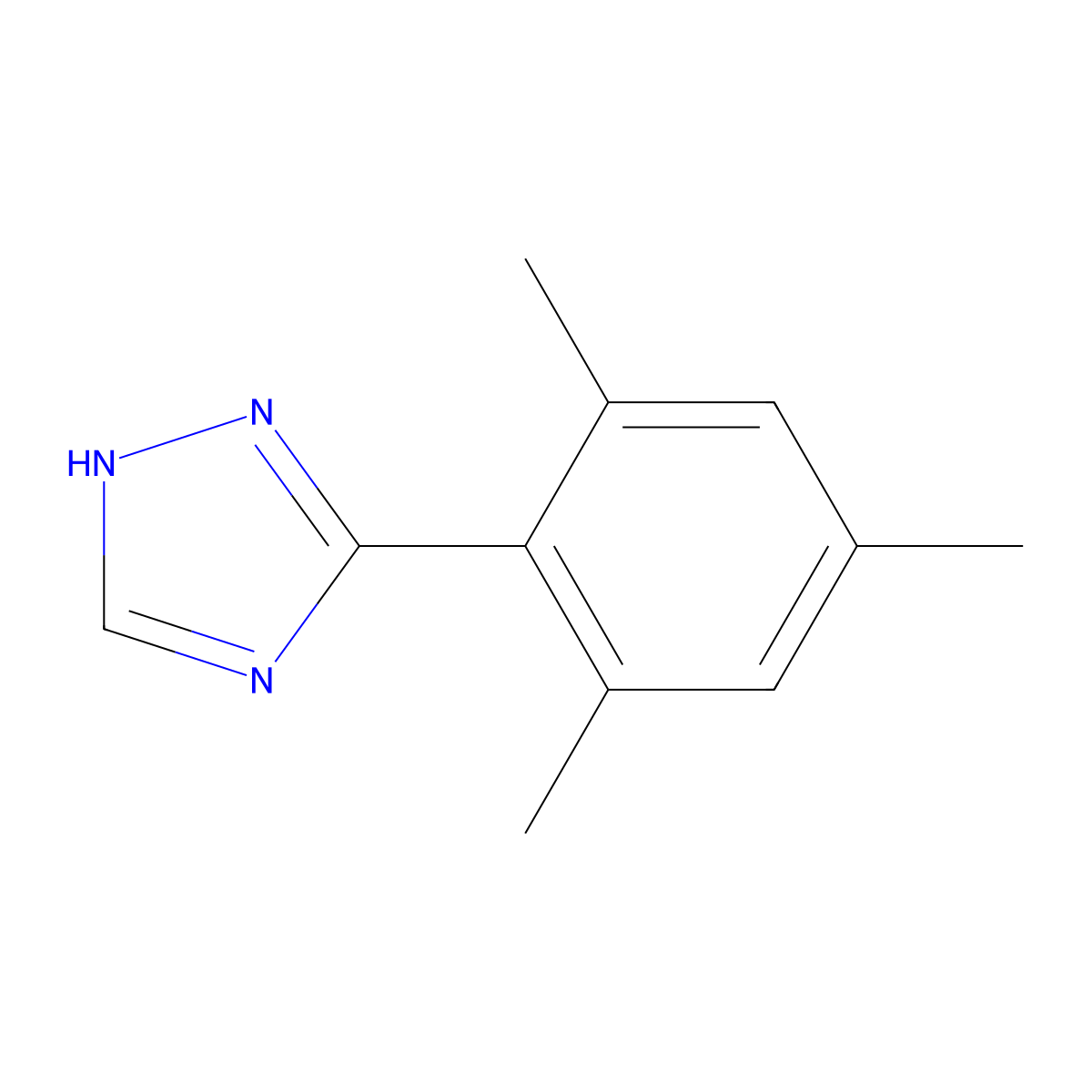 3-(2,4,6-trimethylphenyl)-1H-1,2,4-triazole molecular structure, CAS 2138004-72-3