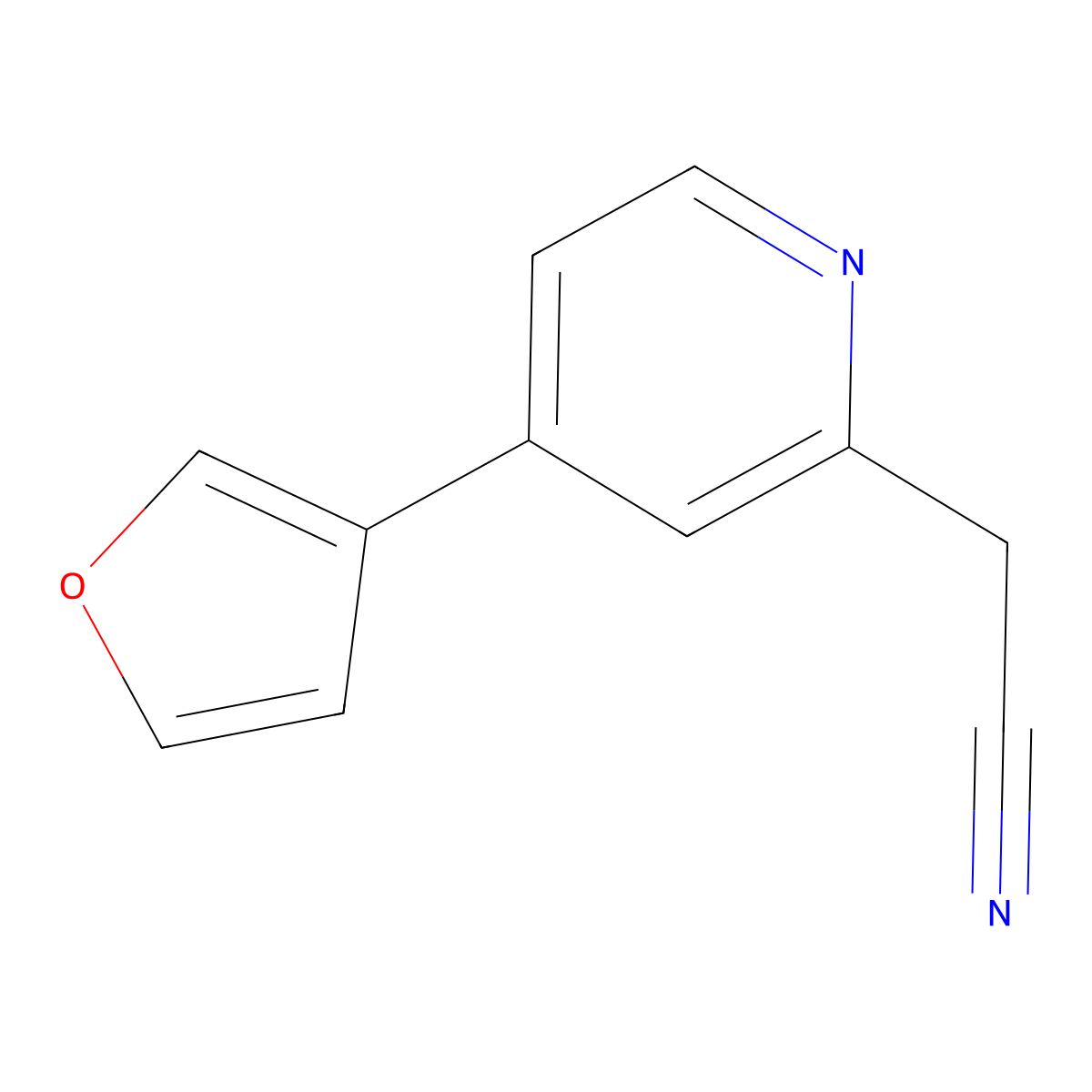 2-[4-(Furan-3-yl)pyridin-2-yl]acetonitrile molecular structure, CAS 2138005-00-0