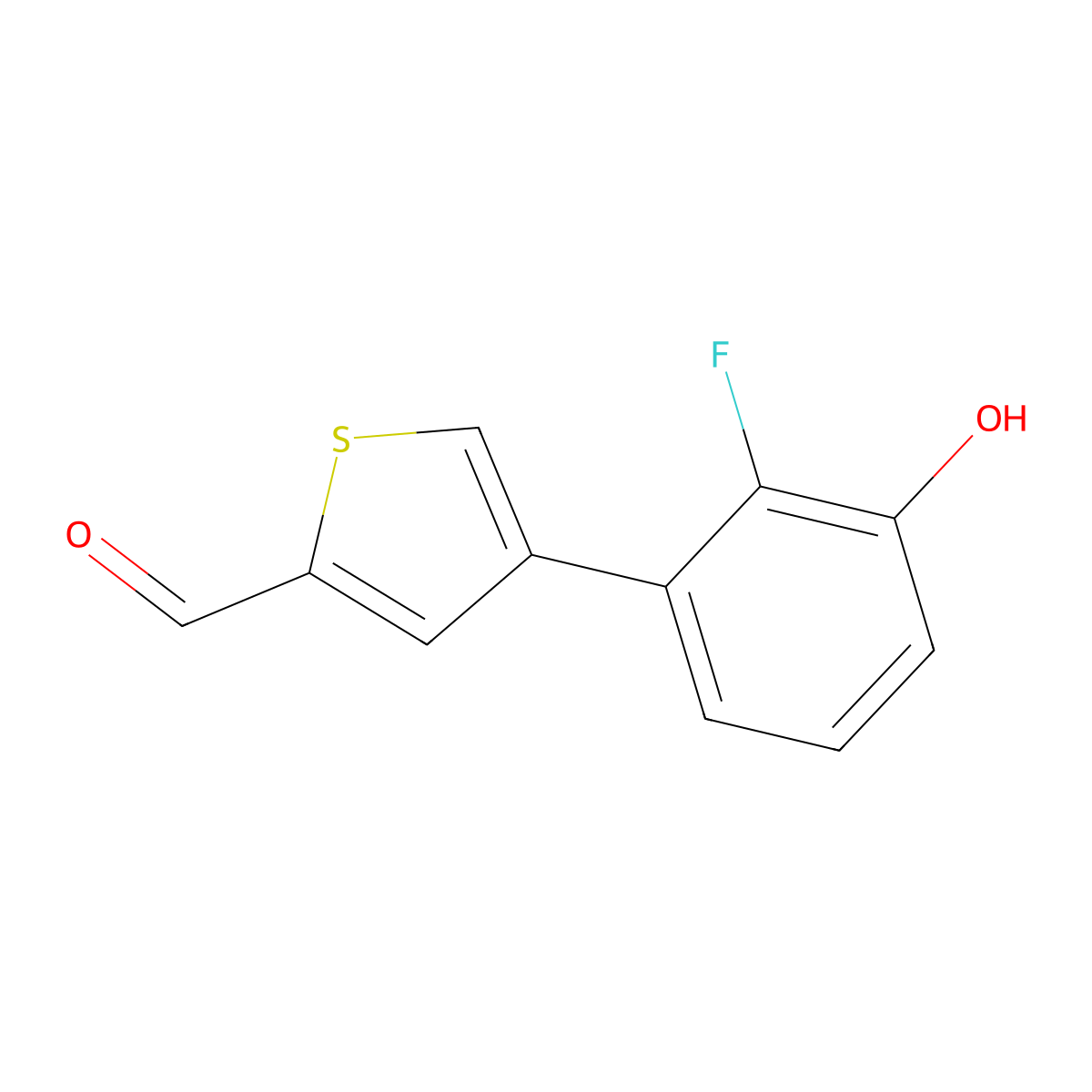 4-(2-Fluoro-3-hydroxyphenyl)thiophene-2-carbaldehyde molecular structure, CAS 2138005-08-8