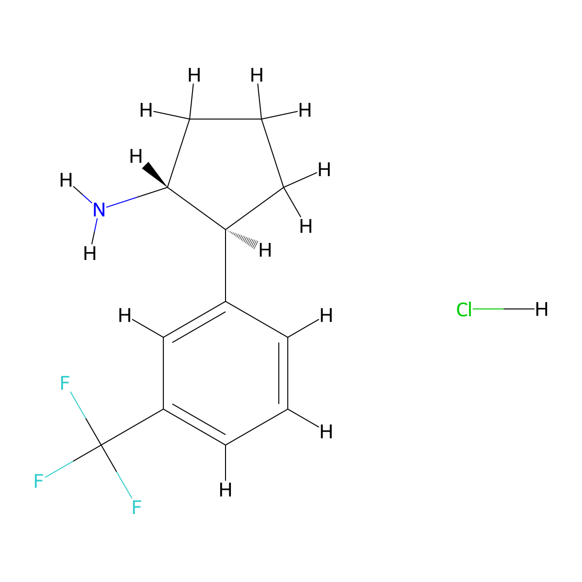 (1R,2S)-2-[3-(Trifluoromethyl)phenyl]cyclopentan-1-amine;hydrochloride molecular structure, CAS 2138005-50-0