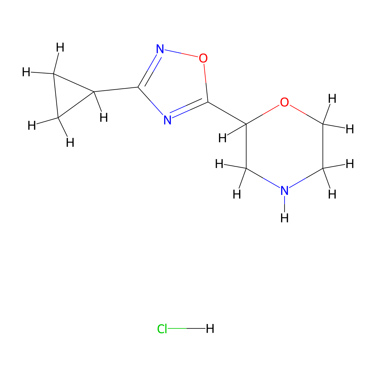 2-(3-Cyclopropyl-1,2,4-oxadiazol-5-yl)morpholine hydrochloride molecular structure, CAS 2138005-61-3