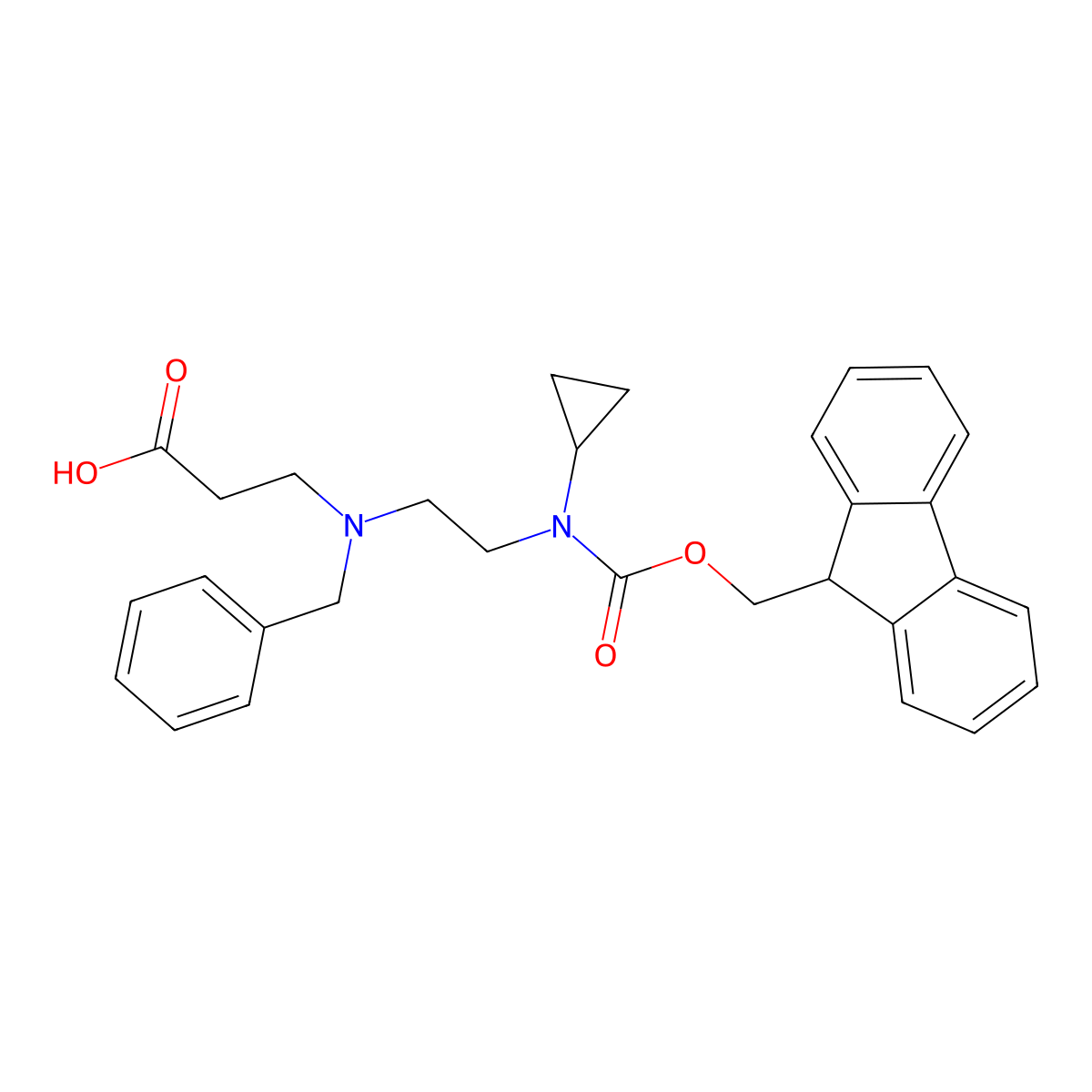 3-[benzyl({2-[cyclopropyl({[(9H-fluoren-9-yl)methoxy]carbonyl})amino]ethyl})amino]propanoic acid molecular structure, CAS 2138005-89-5