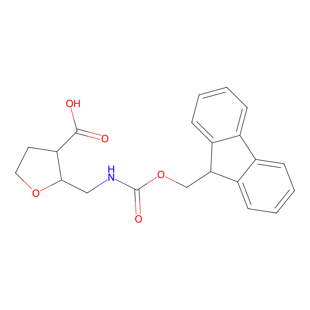 2-[({[(9H-fluoren-9-yl)methoxy]carbonyl}amino)methyl]oxolane-3-carboxylic acid molecular structure, CAS 2138006-09-2
