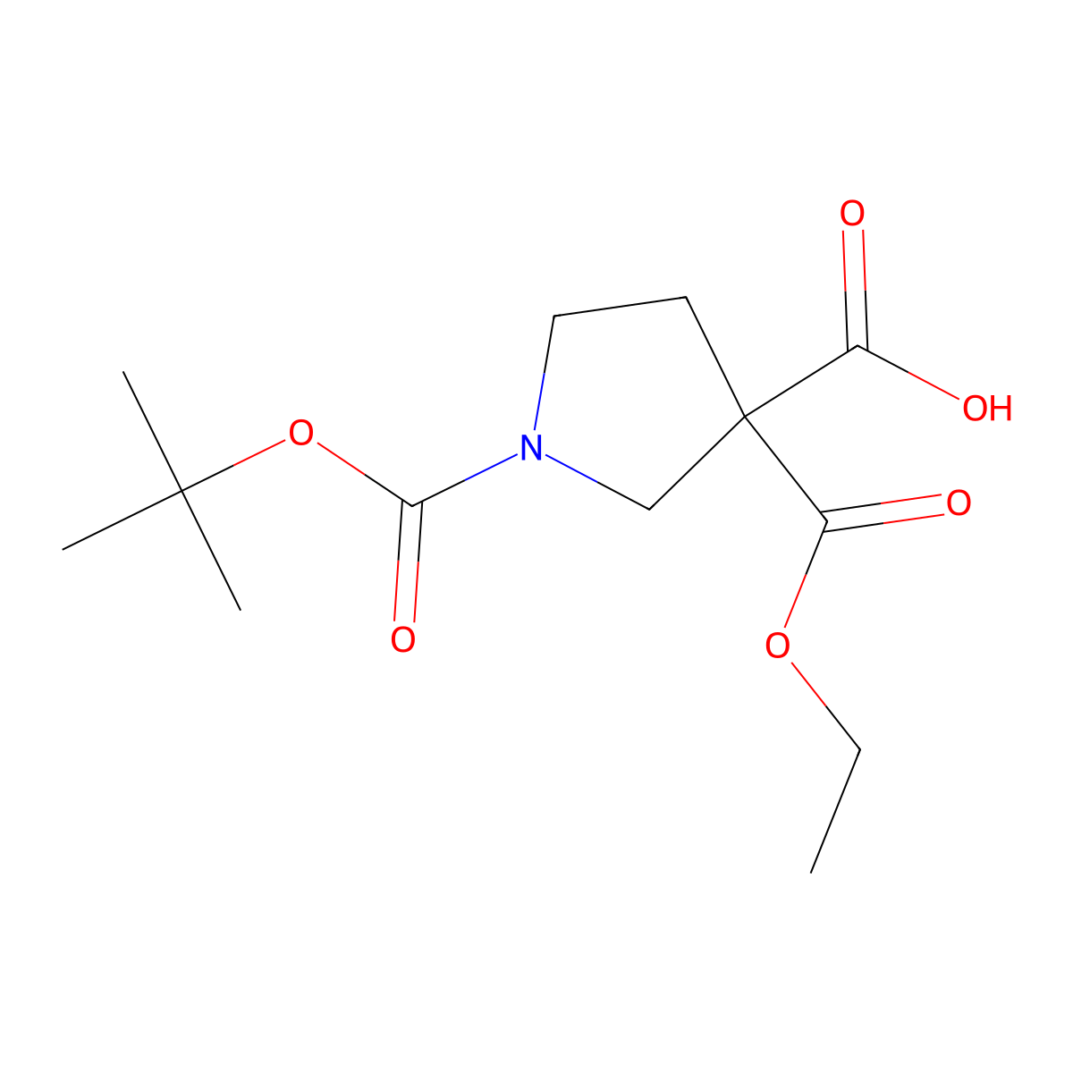 1-[(Tert-butoxy)carbonyl]-3-(ethoxycarbonyl)pyrrolidine-3-carboxylic acid molecular structure, CAS 2138006-10-5