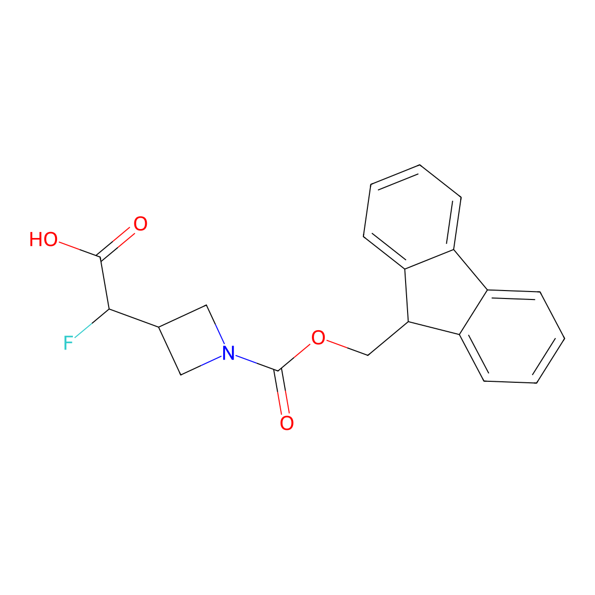 2-(1-{[(9H-fluoren-9-yl)methoxy]carbonyl}azetidin-3-yl)-2-fluoroacetic acid molecular structure, CAS 2138006-38-7