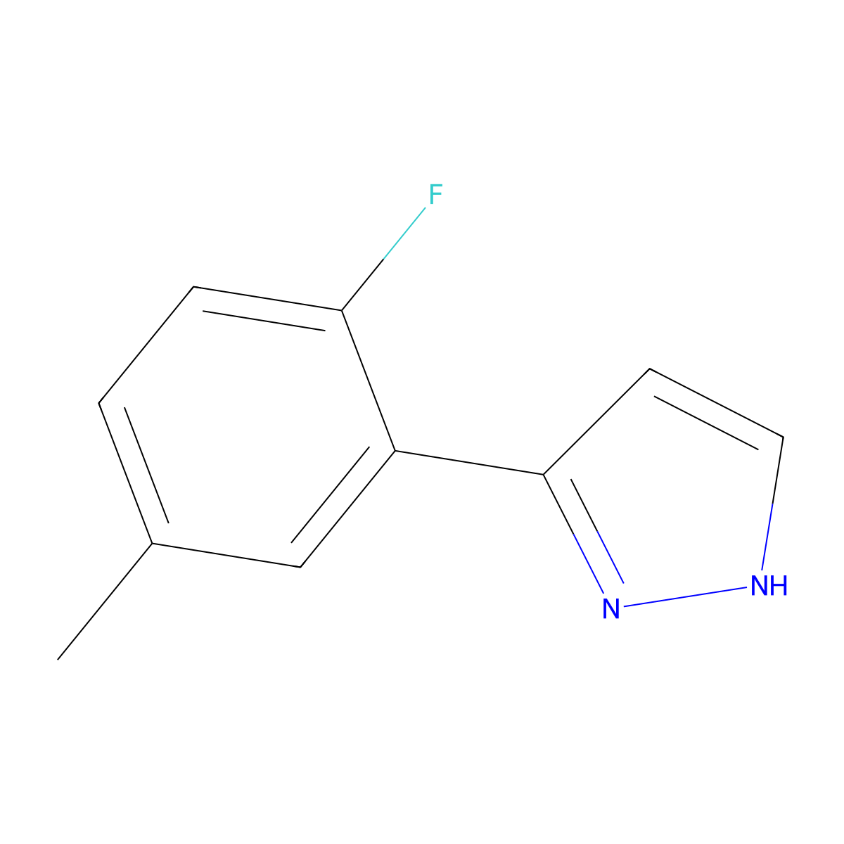 3-(2-fluoro-5-methylphenyl)-1H-pyrazole molecular structure, CAS 2138008-17-8