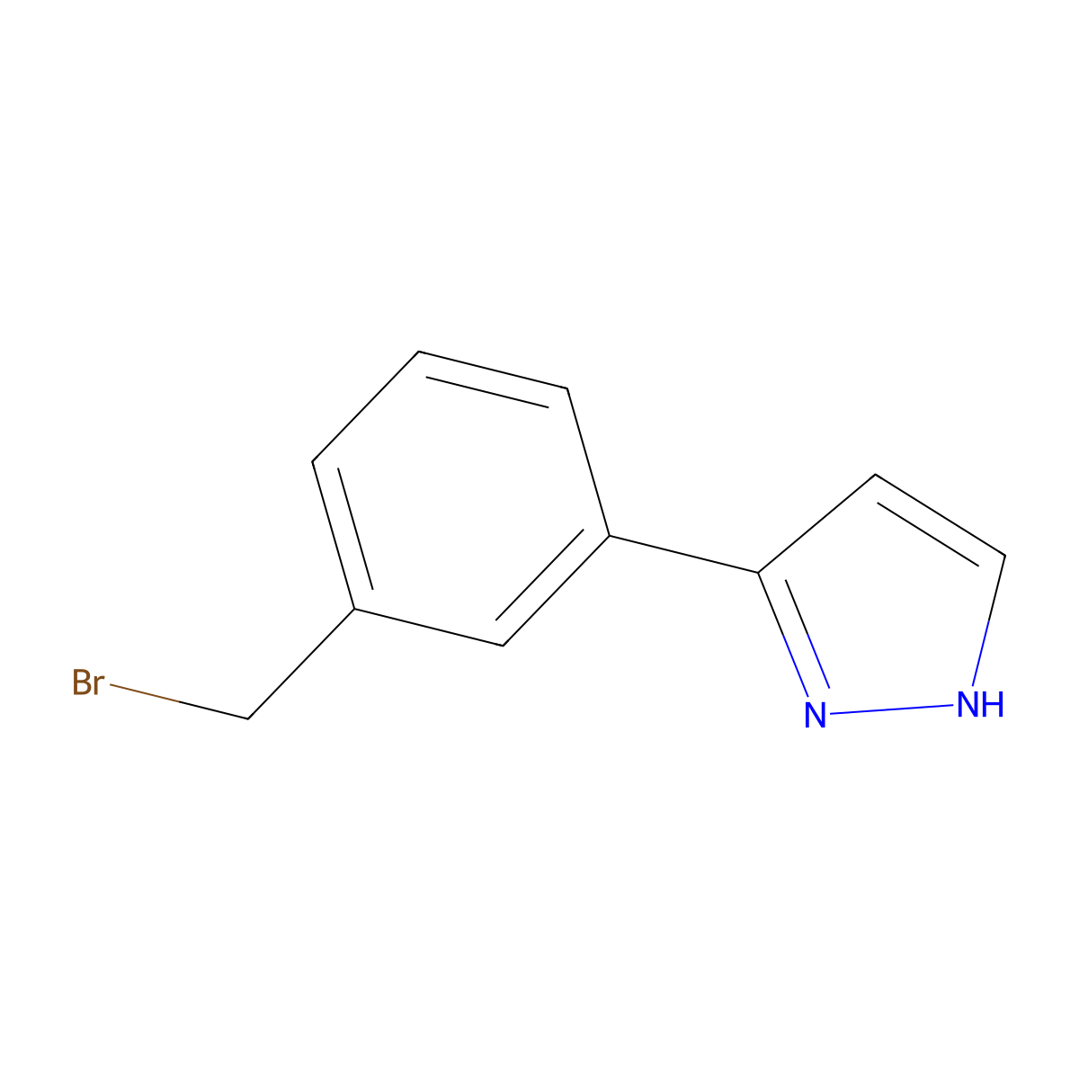 3-[3-(bromomethyl)phenyl]-1H-pyrazole molecular structure, CAS 2138008-19-0