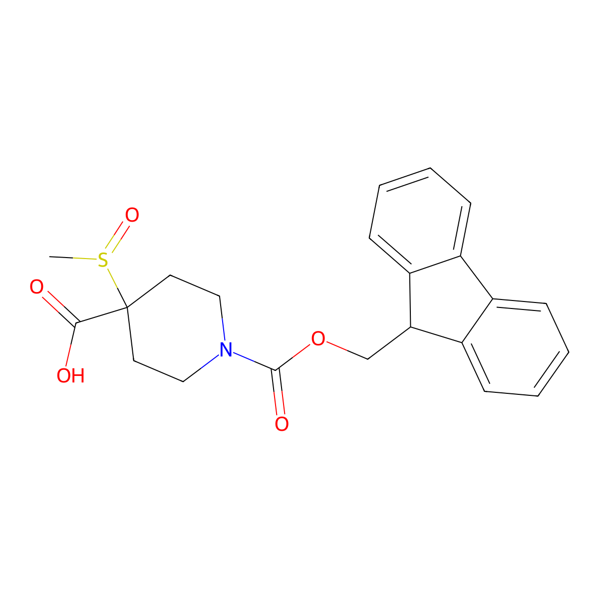 1-{[(9H-fluoren-9-yl)methoxy]carbonyl}-4-methanesulfinylpiperidine-4-carboxylic acid molecular structure, CAS 2138009-53-5