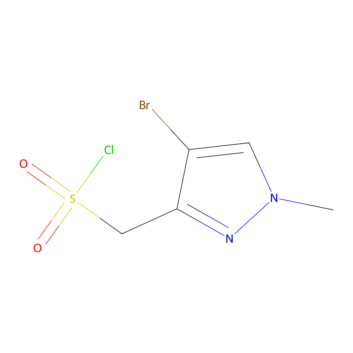 (4-bromo-1-methyl-1H-pyrazol-3-yl)methanesulfonyl chloride molecular structure, CAS 2138010-82-7