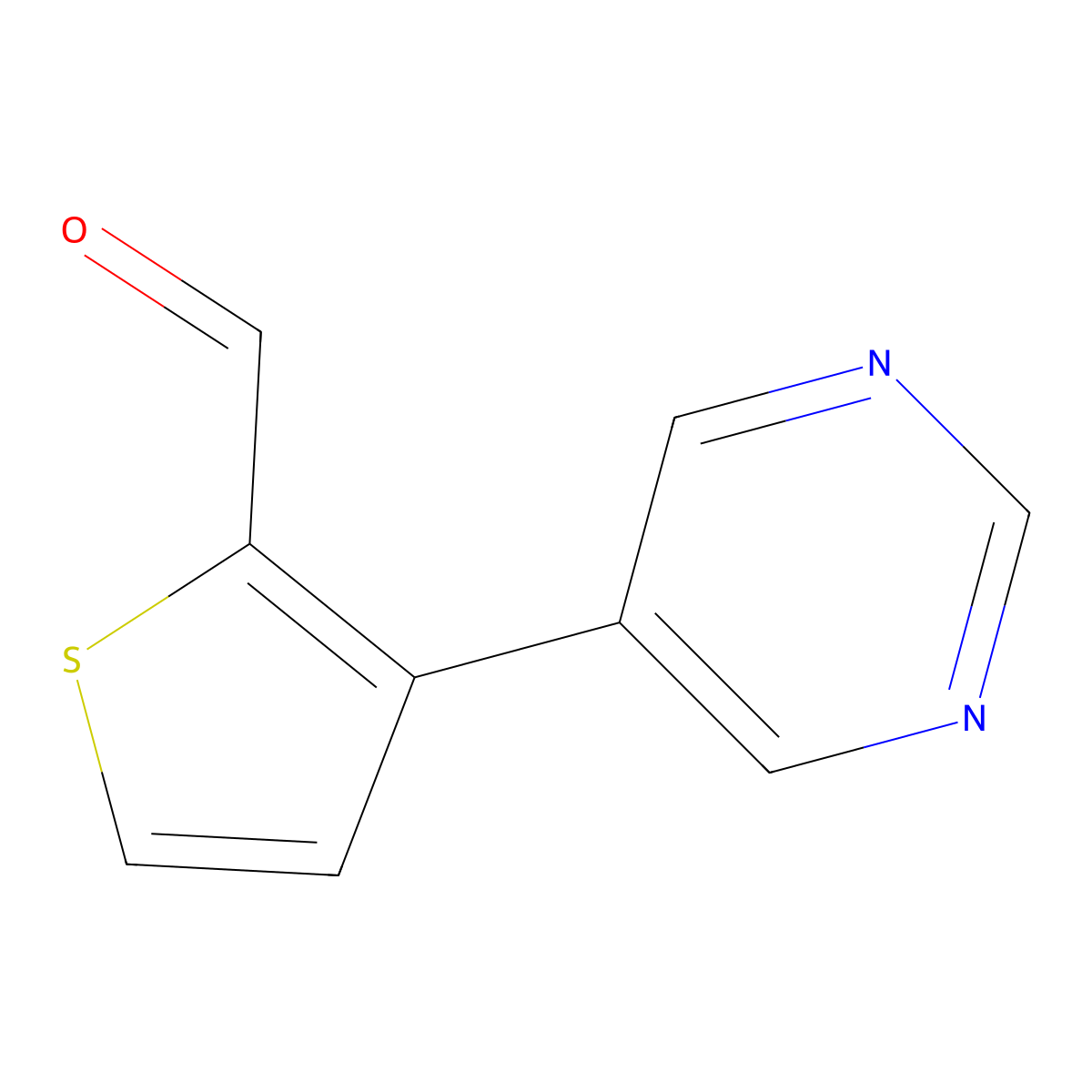 3-(Pyrimidin-5-yl)thiophene-2-carbaldehyde molecular structure, CAS 2138010-90-7
