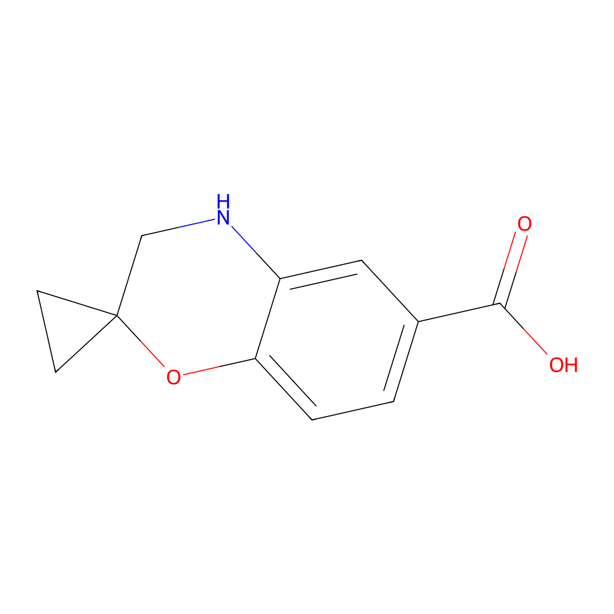 3,4-Dihydrospiro[1,4-benzoxazine-2,1'-cyclopropane]-6-carboxylic acid molecular structure, CAS 2138012-75-4