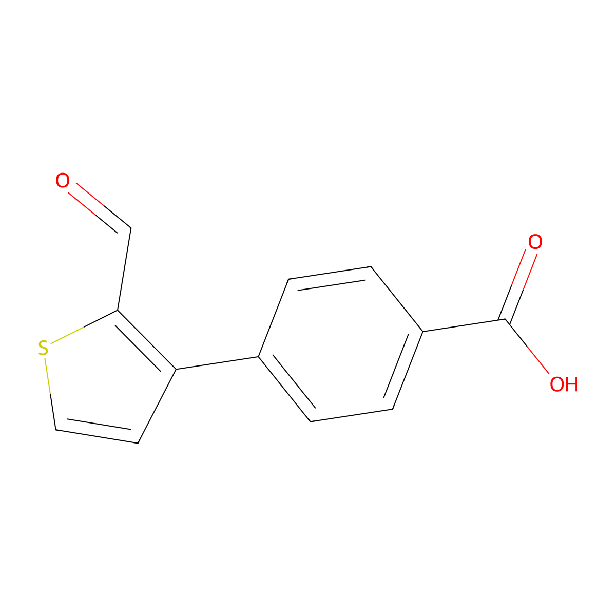 4-(2-Formylthiophen-3-yl)benzoic acid molecular structure, CAS 2138014-22-7