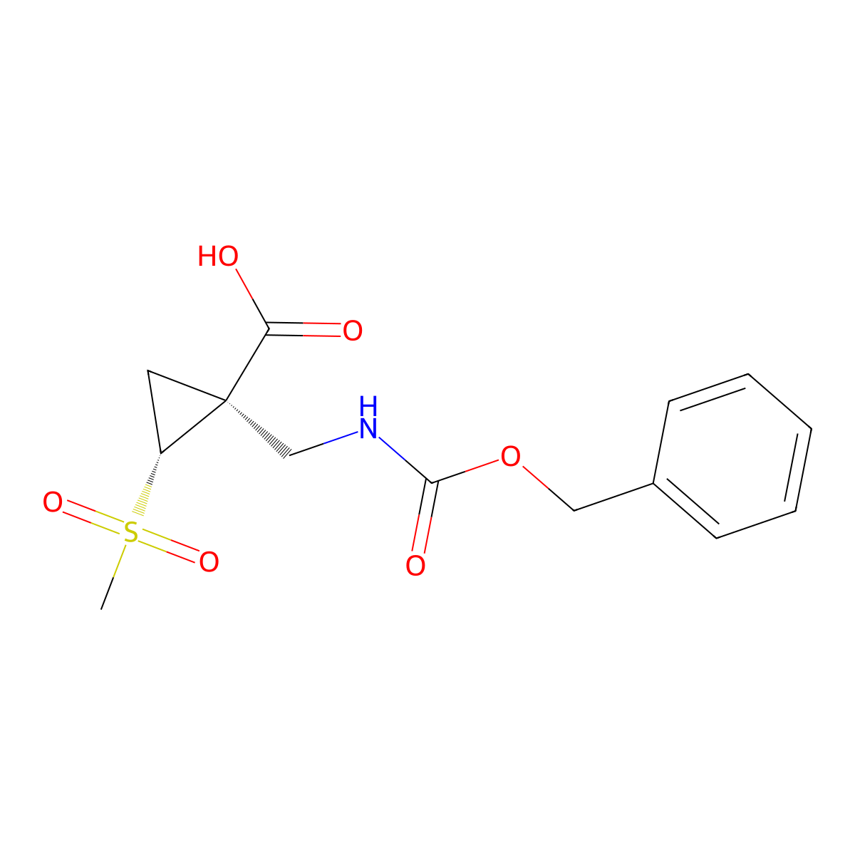 rac-(1R,2R)-1-({[(benzyloxy)carbonyl]amino}methyl)-2-methanesulfonylcyclopropane-1-carboxylic acid molecular structure, CAS 2138015-02-6