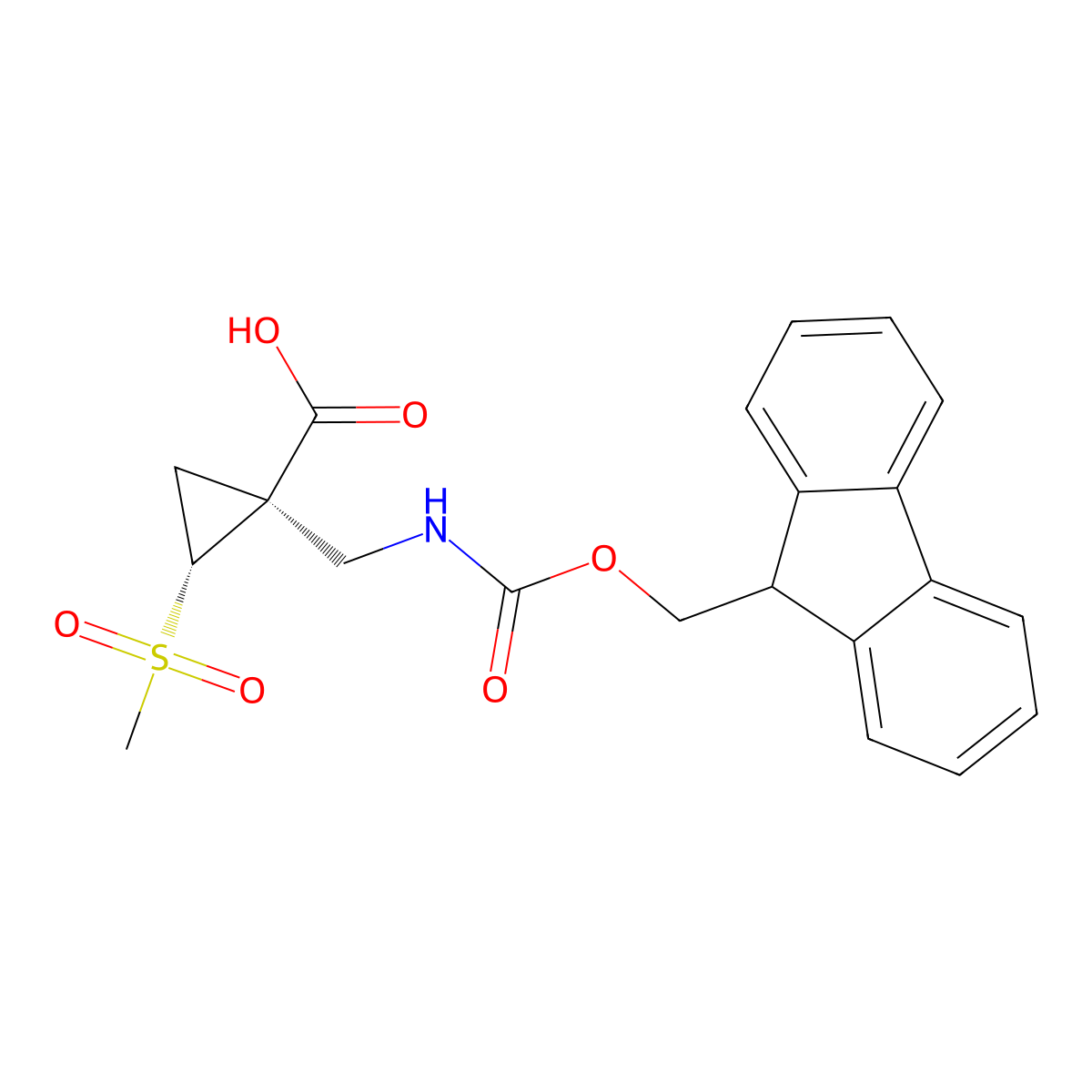 rac-(1R,2R)-1-[({[(9H-fluoren-9-yl)methoxy]carbonyl}amino)methyl]-2-methanesulfonylcyclopropane-1-carboxylic acid molecular structure, CAS 2138015-09-3