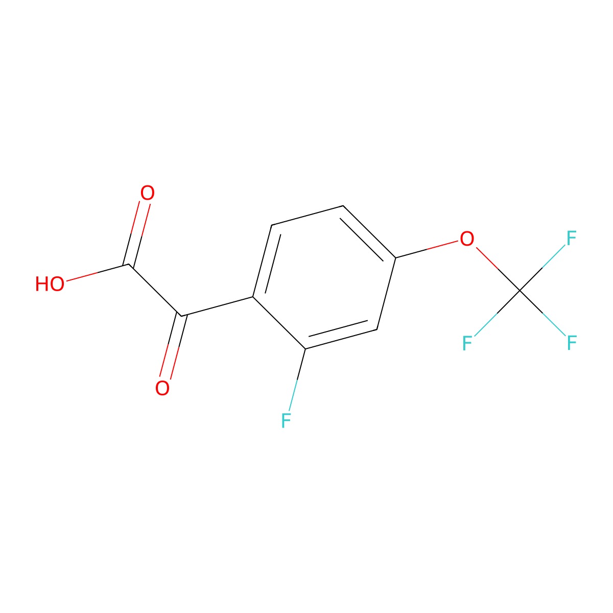 2-[2-Fluoro-4-(trifluoromethoxy)phenyl]-2-oxoacetic acid molecular structure, CAS 2138015-13-9
