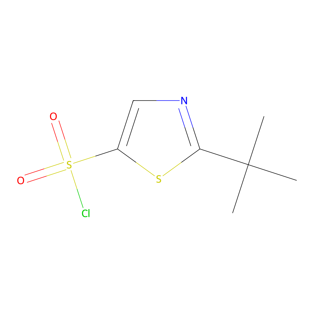 2-Tert-butyl-1,3-thiazole-5-sulfonyl chloride molecular structure, CAS 2138015-66-2