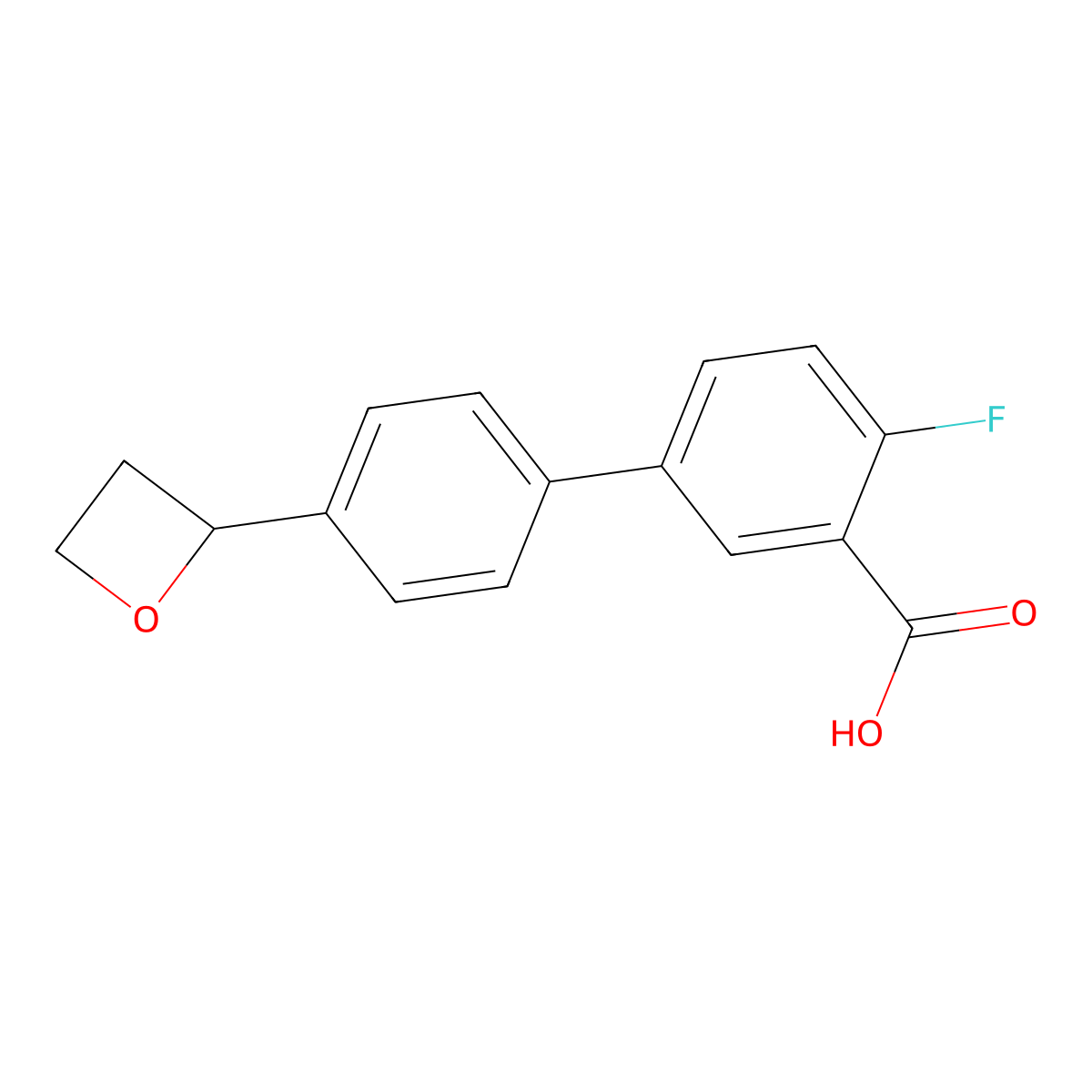 2-Fluoro-5-[4-(oxetan-2-yl)phenyl]benzoic acid molecular structure, CAS 2138016-07-4