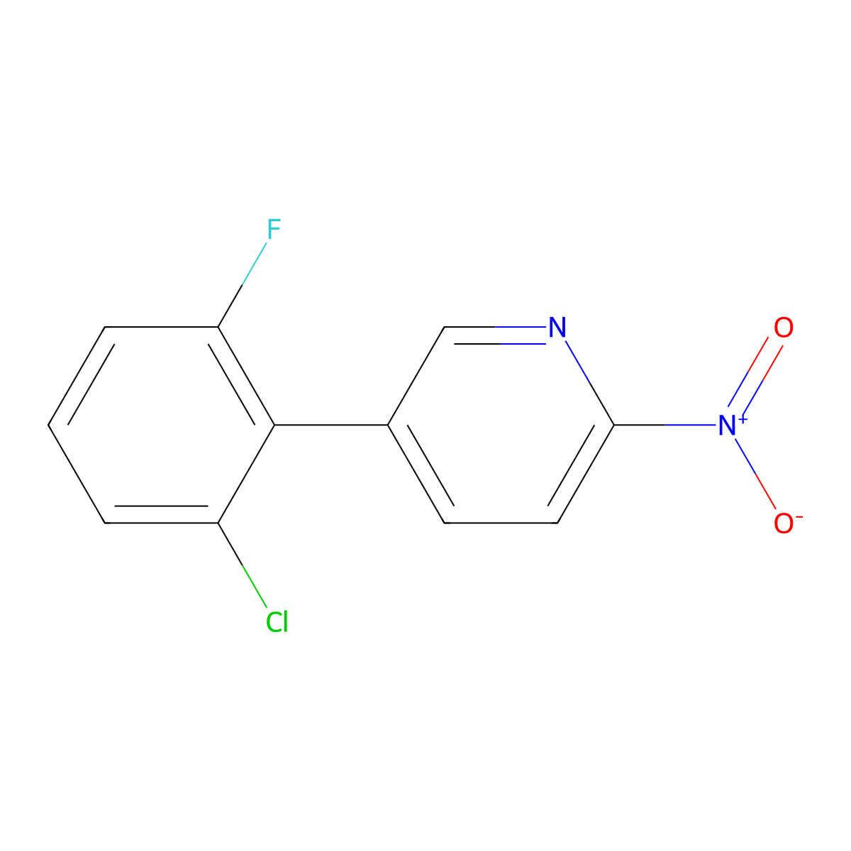 5-(2-Chloro-6-fluorophenyl)-2-nitropyridine molecular structure, CAS 2138016-49-4