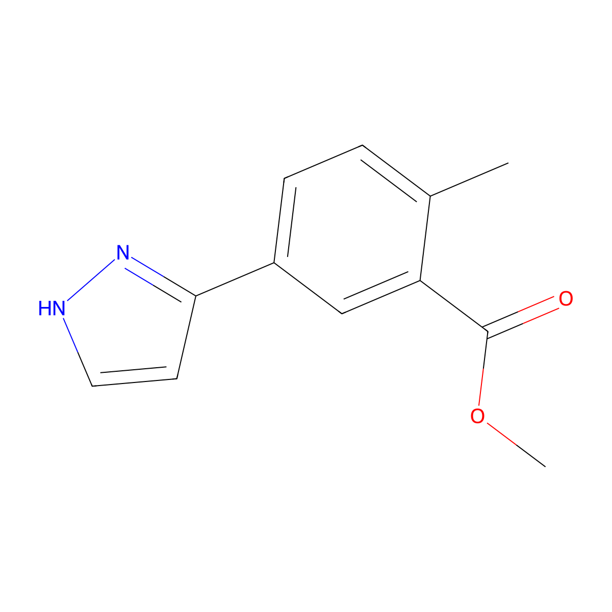 methyl 2-methyl-5-(1H-pyrazol-3-yl)benzoate molecular structure, CAS 2138018-46-7