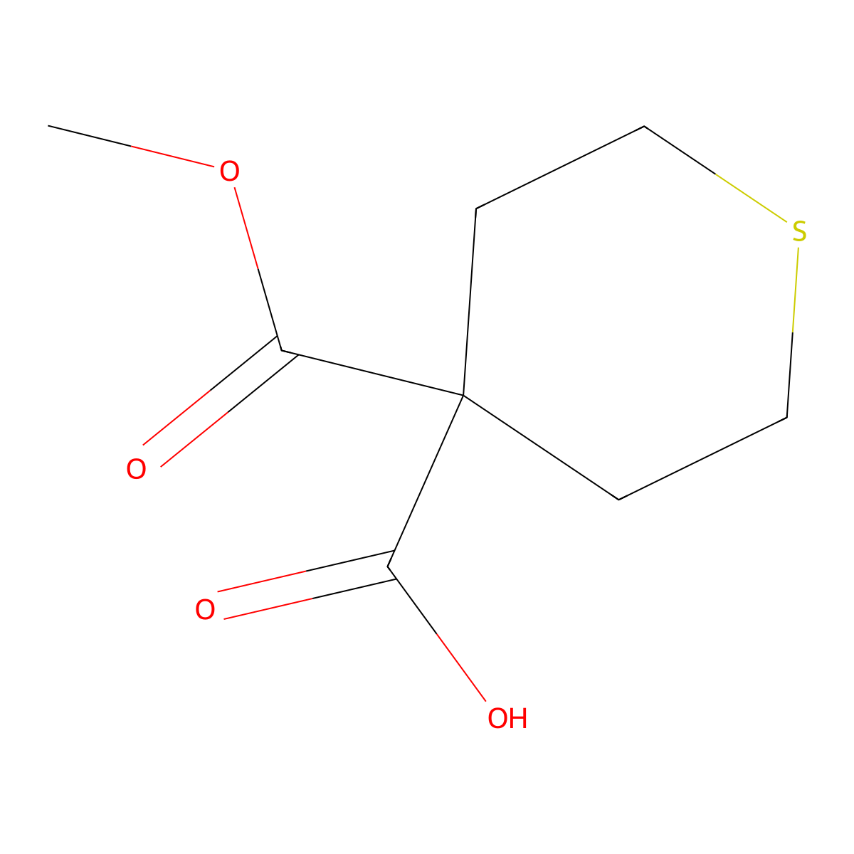 4-(Methoxycarbonyl)thiane-4-carboxylic acid molecular structure, CAS 2138019-71-1