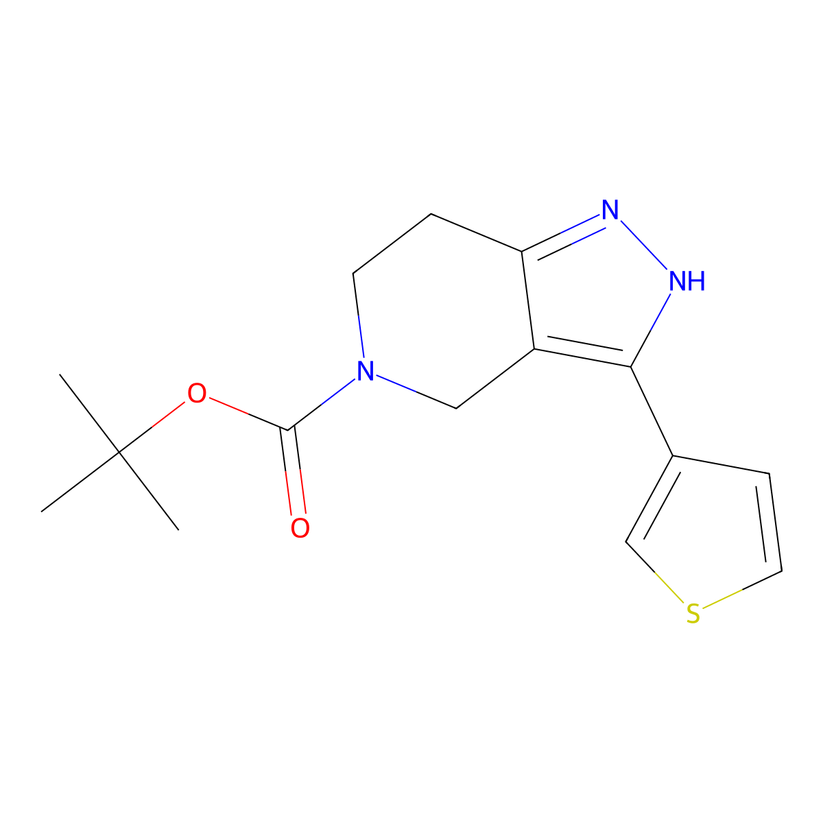 tert-butyl 3-(thiophen-3-yl)-2H,4H,5H,6H,7H-pyrazolo[4,3-c]pyridine-5-carboxylate molecular structure, CAS 2138020-11-6
