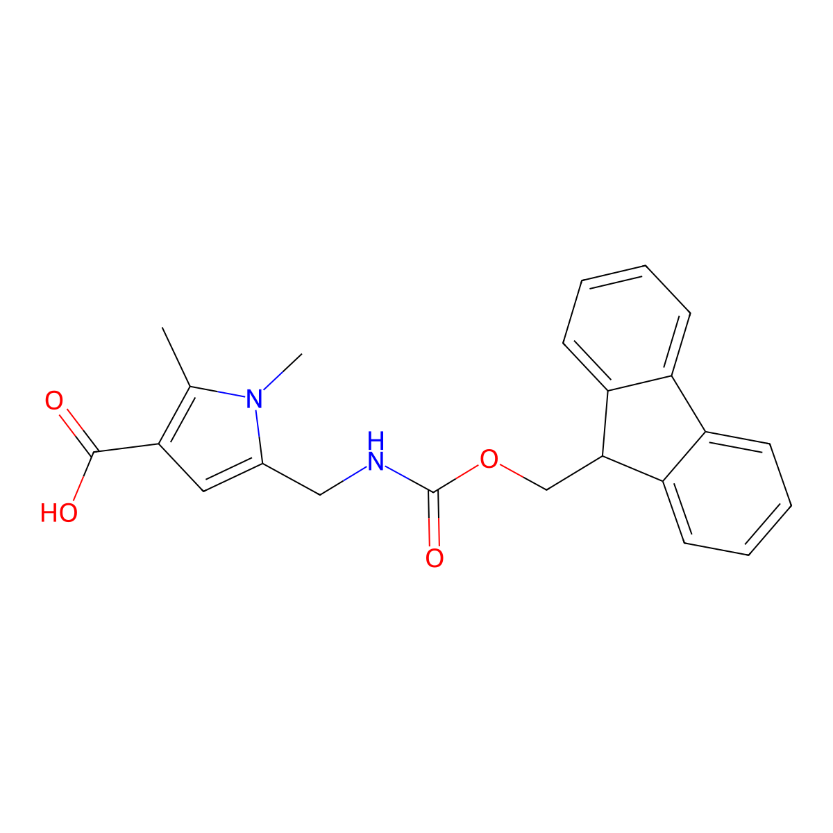 5-[({[(9H-fluoren-9-yl)methoxy]carbonyl}amino)methyl]-1,2-dimethyl-1H-pyrrole-3-carboxylic acid molecular structure, CAS 2138021-09-5