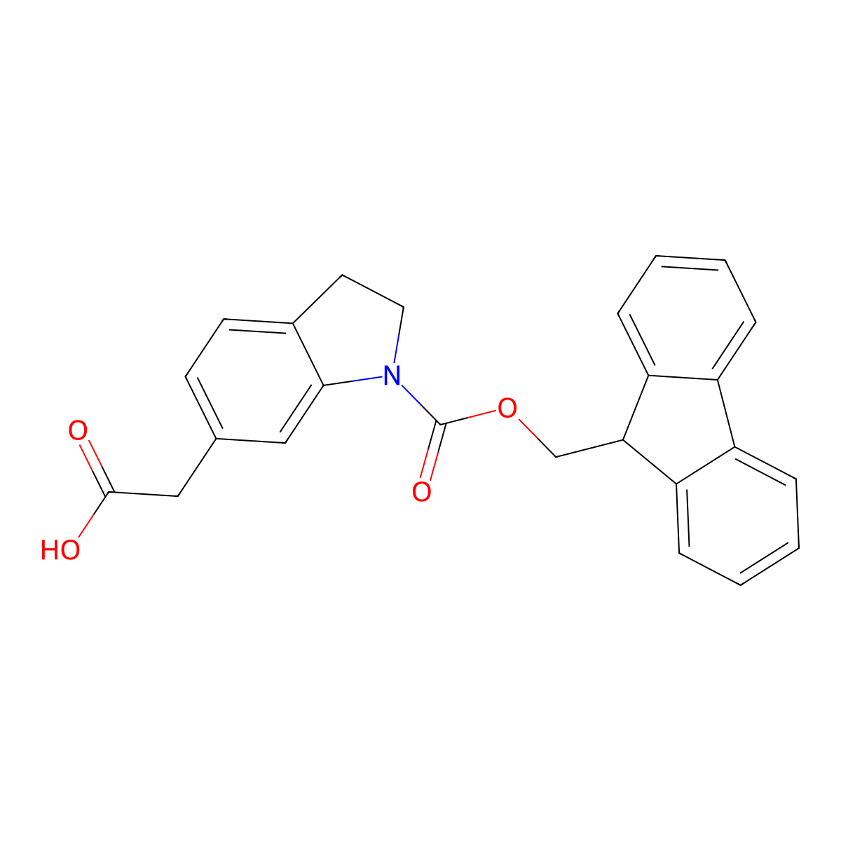 2-(1-{[(9H-fluoren-9-yl)methoxy]carbonyl}-2,3-dihydro-1H-indol-6-yl)acetic acid molecular structure, CAS 2138021-20-0