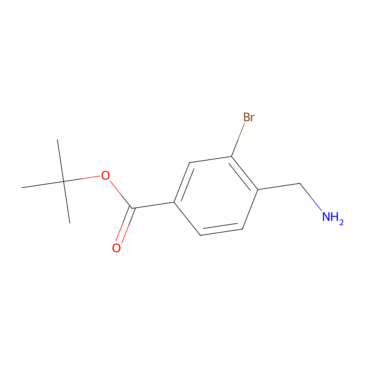 Tert-butyl 4-(aminomethyl)-3-bromobenzoate molecular structure, CAS 2138021-73-3