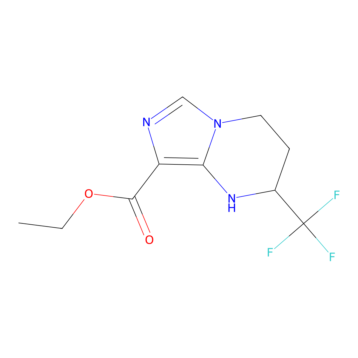 ethyl 2-(trifluoromethyl)-1H,2H,3H,4H-imidazo[1,5-a]pyrimidine-8-carboxylate molecular structure, CAS 2138023-19-3