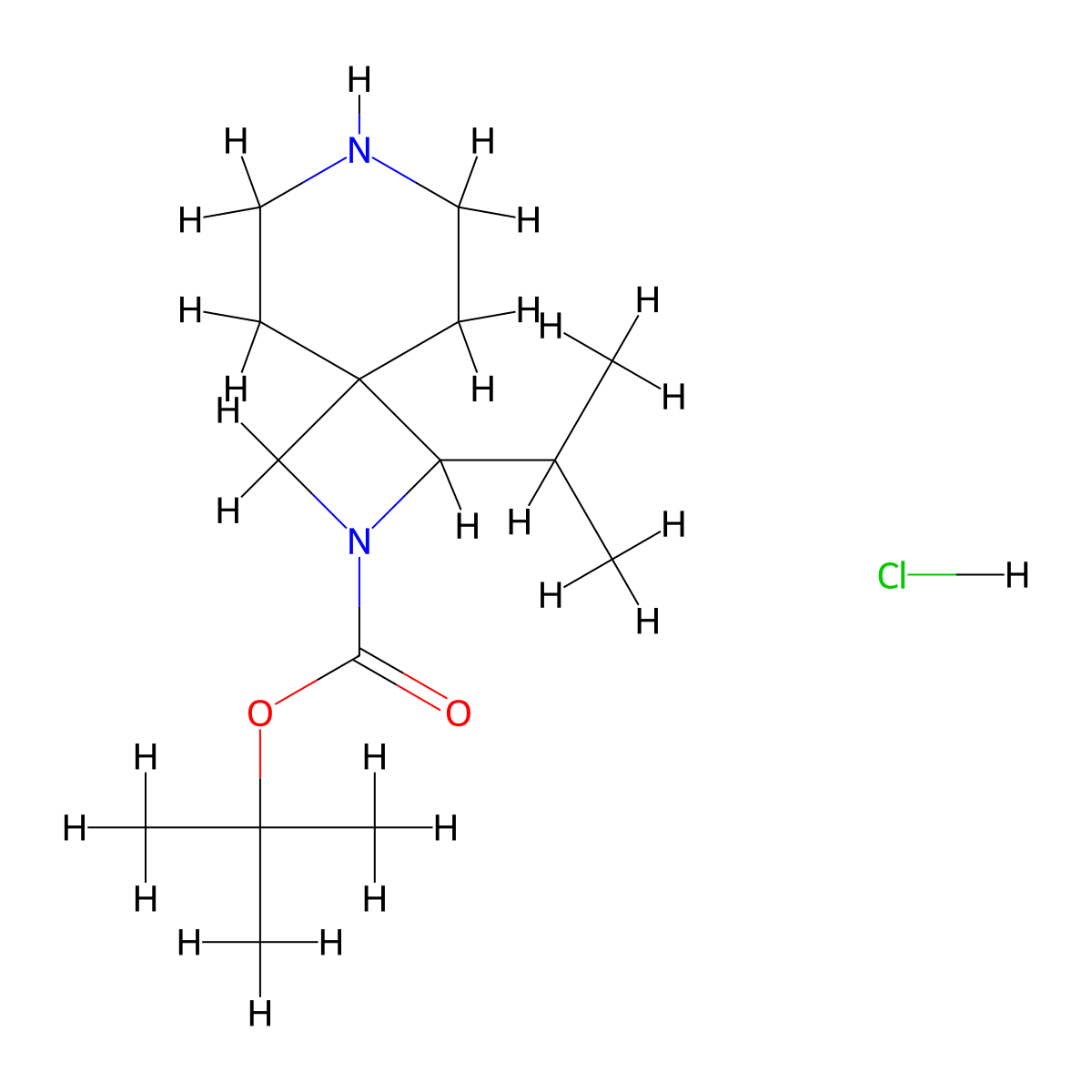 Tert-butyl 1-(propan-2-yl)-2,7-diazaspiro[3.5]nonane-2-carboxylate hydrochloride molecular structure, CAS 2138023-67-1
